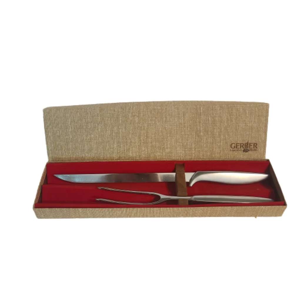 Gerber Balmung Siegfried Carving Set Knife Fork Stainless Steel. Vintage MCM